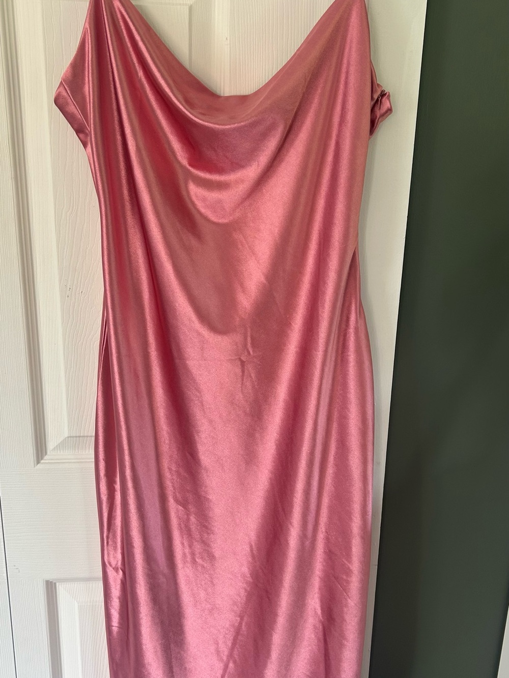 Satin Pink Cowl Neck Slip Dress